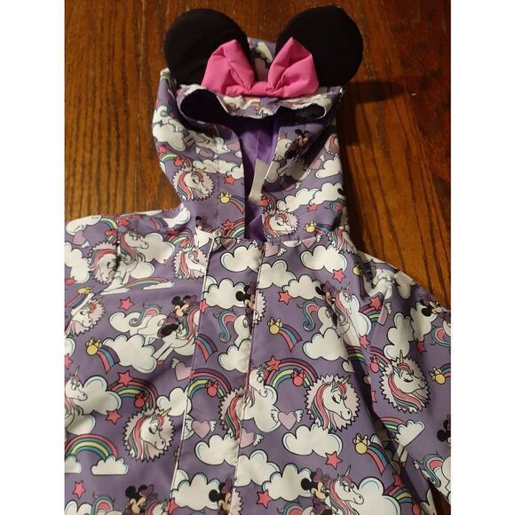 Girls Size 4 Disney Store Minnie Mouse Unicorn Packable Hooded Jacket Ears - Picture 3 of 10